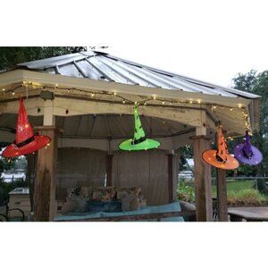 Halloween Witch Hat Lights Decorations Outdoor, Upgraded 8pcs Hanging